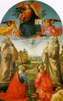 Domenico Ghirlandaio : Christ in Heaven with Four Saints and a Donor